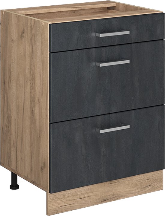 Vicco Glazen keukenkast R-Line, Wit Hoogglans, 60 cm