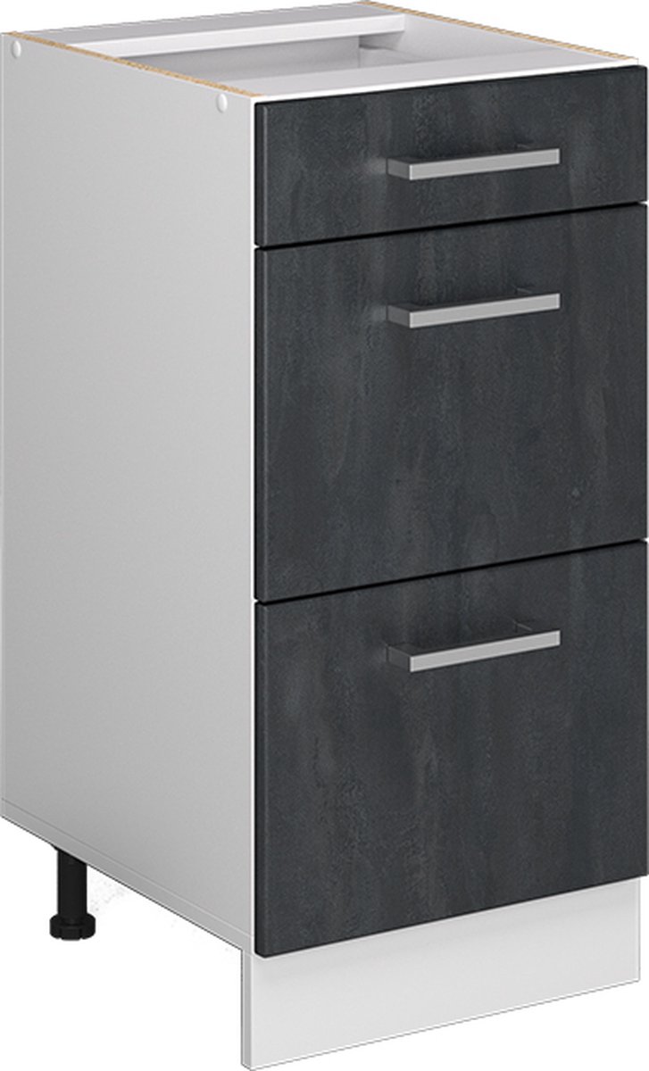 Vicco R-Line Keukenonderkast – 40 cm zonder werkblad Zwart beton Zwart beton/Wit