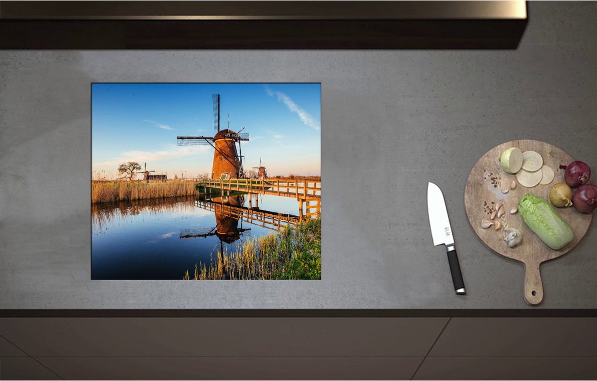 Inductieplaat Beschermer - Bruggetje voor Oer Hollandse Molen - 58x50 cm - 2 mm Dik - Inductie Beschermer - Bescherming Inductiekookplaat - Kookplaat Beschermer van Zwart Vinyl