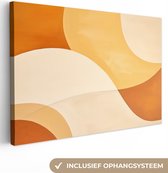 Canvas schilderij 180x120 cm - Wanddecoratie Abstract - Patroon - Modern - Beige - Oranje - Muurdecoratie woonkamer - Kamer decoratie modern - Abstracte schilderijen