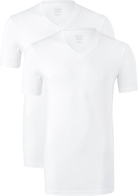 zeil Onderhoudbaar Hond Claesen's Heren 2-pack V-neck t-shirt - White- Maat L | bol.com