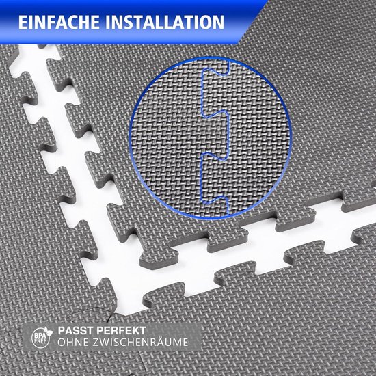 Sport Mat Trainings Mat - Beschermende Mat Puzzel Mat - Zwembad Mat Vloer Bescherming Onderlaag - Fitness Ruimte Grijs 30x30x1cm 18 stuks van Monzana — afbeelding 4