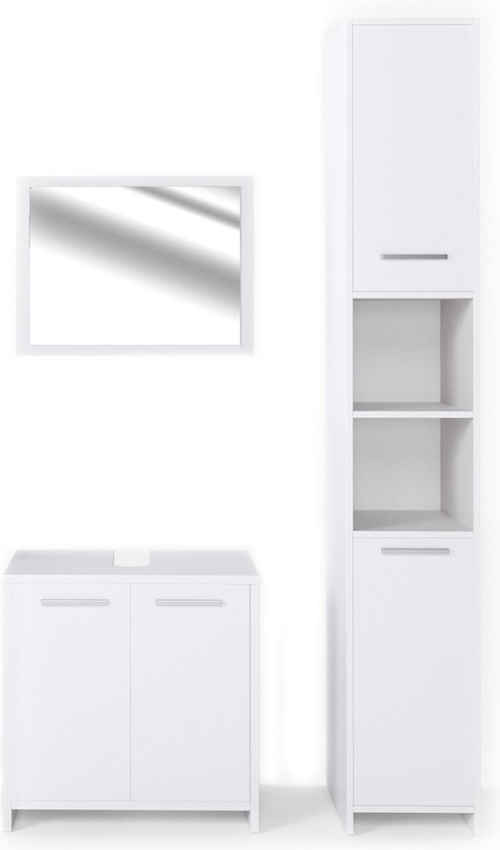Vicco Kiko Badkamermeubel set – 3 delen, met hoge unit Wit