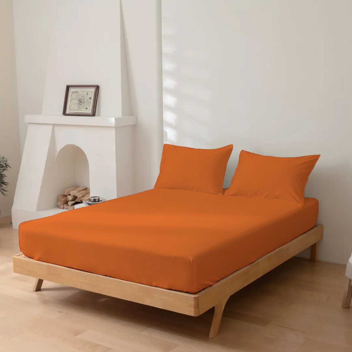 Dreamers Den - Hoeslaken - 100% Katoen Percaline - Katoen - Oranje - 200x220cm - 28cm Hoekhoogte