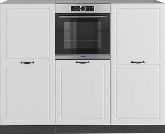 3-in-1 Keukenblok 140 x 60 cm incl. oven kookplaat spoelbak en wandkasten RAI-845