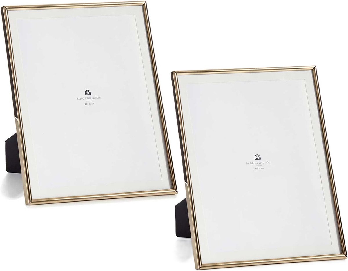 Giftdecor Fotolijstje voor 20 x 25 cm foto - 2x - goud - metaal - frame 23 x 28 cm - passe partout