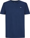 Marineblauw t-shirt met korte mouwen en een ronde hals met een klein logo op de borst.