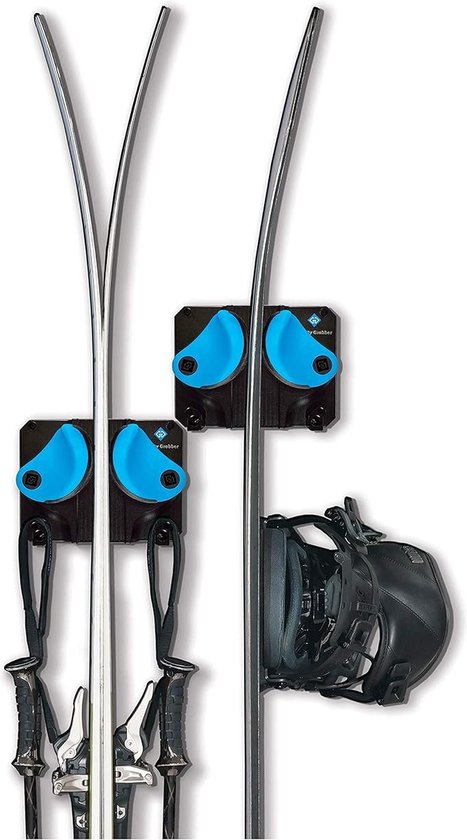 2 Porte-Skis / Porte-Outils Mural En Acier Noir - Support De Jardin 86 Cm Démontable