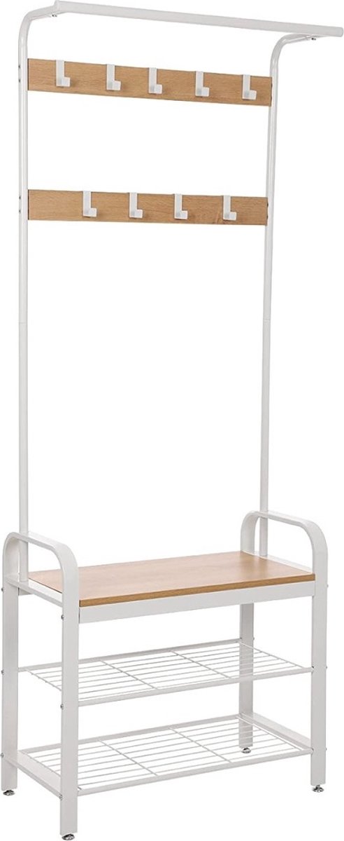 Kapstok met schoenenrek - beige - 72 x 33,7 x 183 cm - zelfmontage