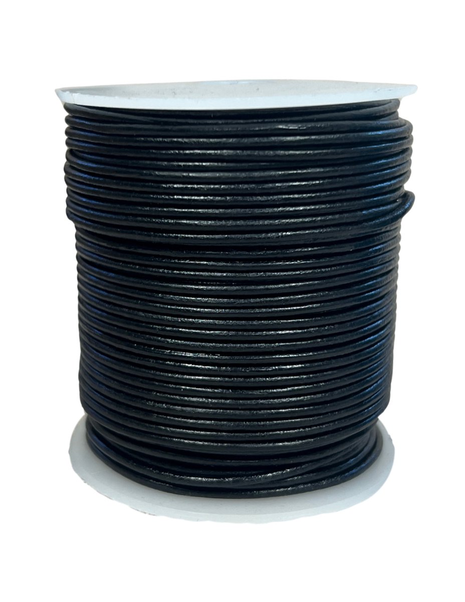 Leren koord rol 1,5mm 50m zwart