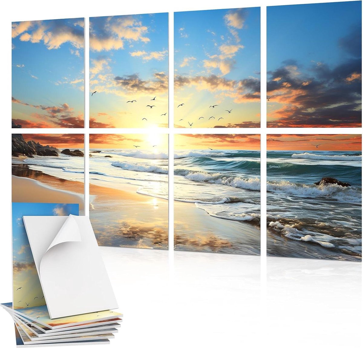 8-pak kunst akoestisch paneel 40 * 30 * 0.9cm - geluidsabsorberende panelen - akoestische behandeling voor opnamestudio kantoor thuis - Strand