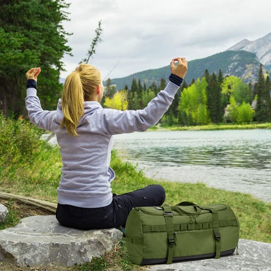 60L Grote Sporttas Heren met Schoenenvak Tactisch Groen Molle Gym Duffle Bag voor. bol