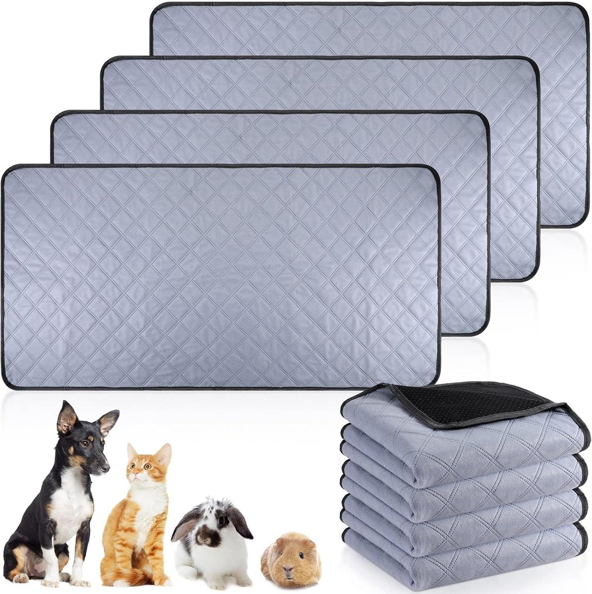 Wegwerp cavia kooi inleggers waterdichte pipi-pads voor cavia's kleine dieren strooisel absorberend actieve kool onderleggers voor konijnen hamsters chinchilla's fretten (50 stuks, 60 x 45 cm