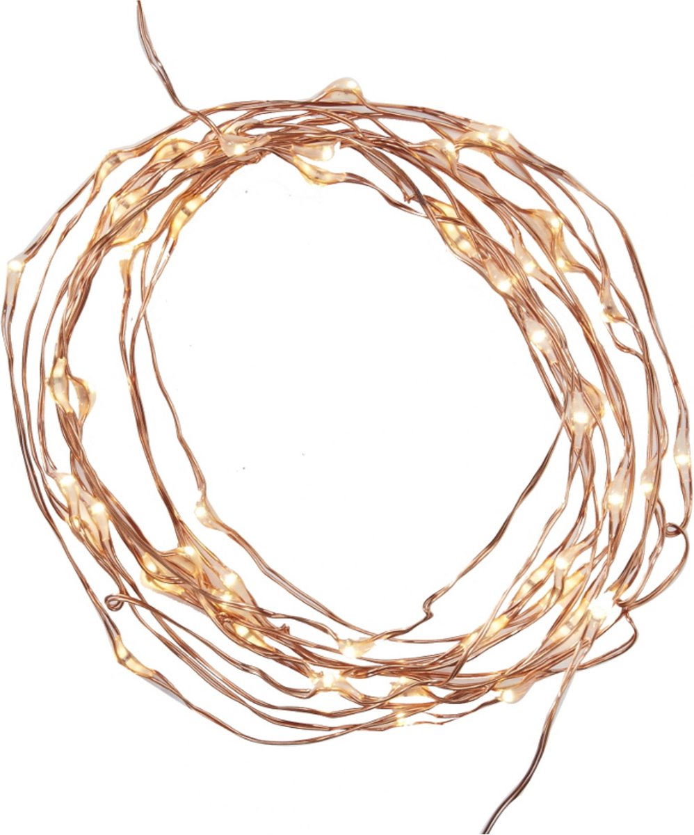 PARTYDECO - Roségouden lichtslinger 190 cm met 60 LED's
