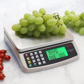Bol.com Keukenweegschaal - Grote professionele weegschaal van roestvrij staal 40 kg - Voedselmeter met LCD-display keukenweegschaal aanbieding