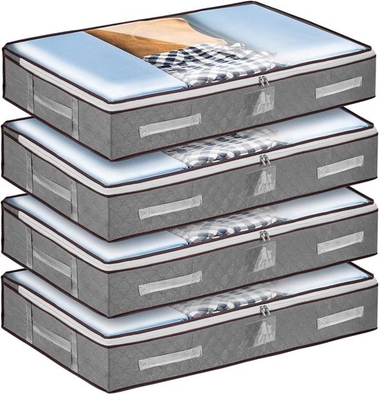 Opbergzakken Voor Onder Het Bed - 60 Liter, Opvouwbare Opbergdozen Met Deksels Versterkt Handvat Ideaal Voor Kleding En Dekbedden Opbergzakken Voor Onder Het Bed - 60 Liter, Opvouwbare Opbergdozen Met Deksels Versterkt Handvat Ideaal Voor Kleding En Dekbedden