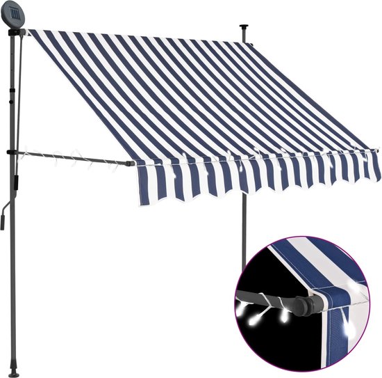 The Living Store Protection solaire Extensible - 100 cm - Blauw et Wit