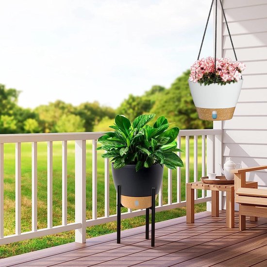 Fahibin 2Pcs Pot De Fleurs Suspendu à Arrosage Automatique, 21cm Pot De Fleur Suspendu Interieur Exterieur,Suspendre En Plastique Avec Trous De Drainage Pour Vérandas, Jardins Et Balcons