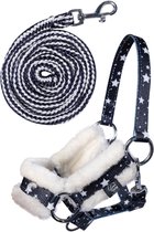 HKM - Halster en Halstertouw voor Hobby Horsing - Navy met Sterren