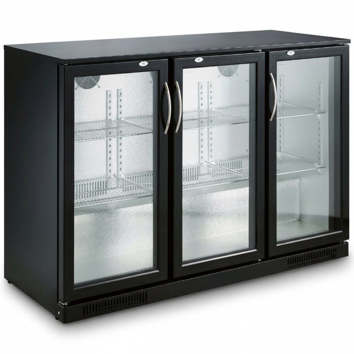 Professionele Barkoelkast 320L – 3 Glazen Deuren – LED Verlichting – Automatische Ontdooiing – Energieklasse A
