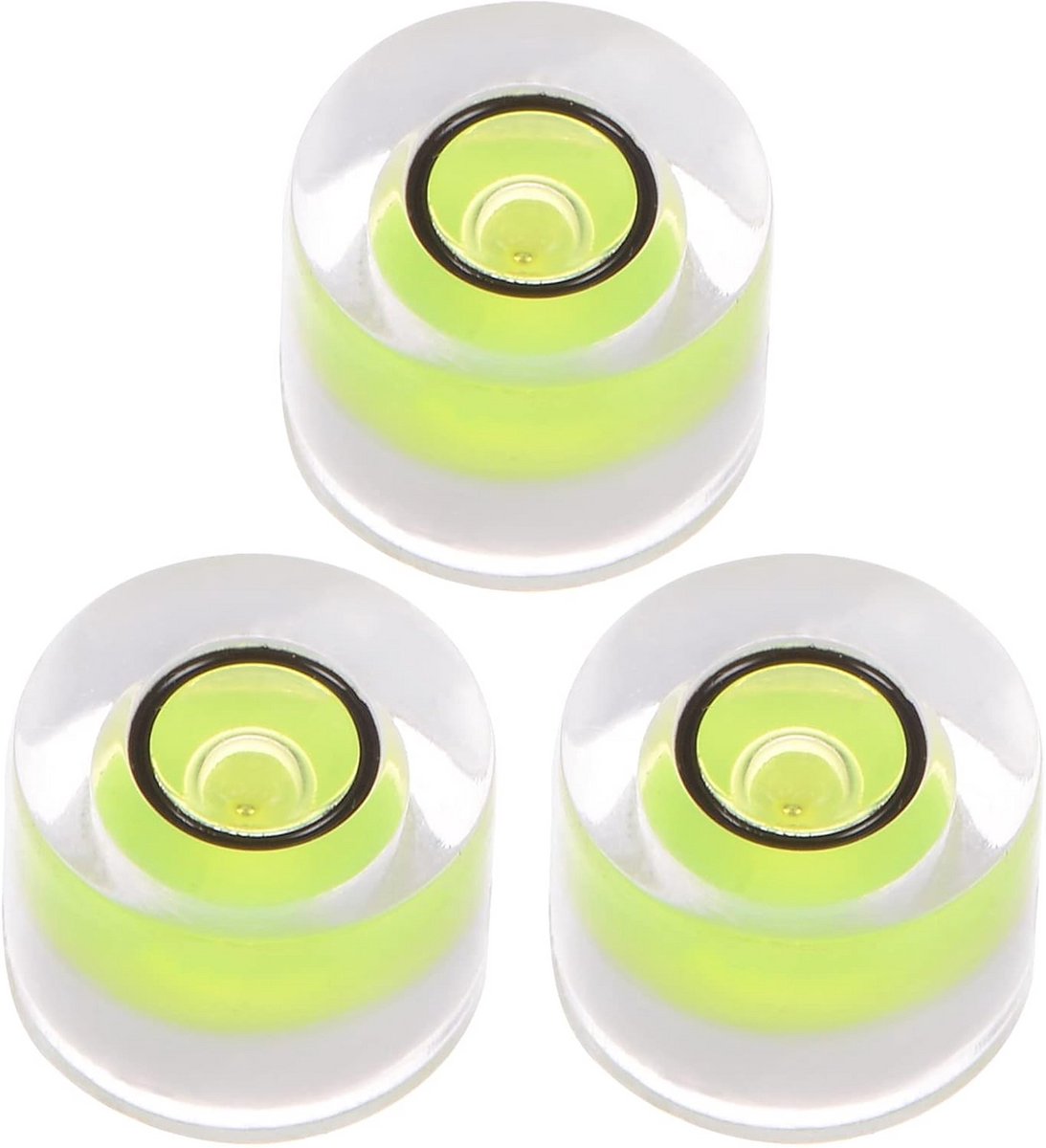 3 stuks ronde luchtbellenwaterpas 8x5,5mm - mini waterpas voor camera statief, telescoop, fotografie draaitafel, werkplaats nivellering - limoen