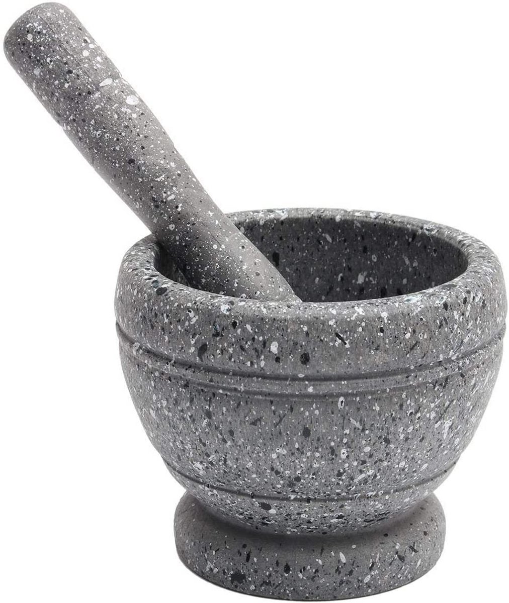 Molcajete van stevig PP-plastic, 4.3 inch, voor het fijnmalen van kruiden en specerijen