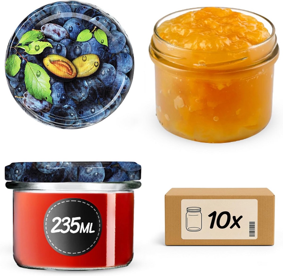 10x Inmaakpot met Schroefdeksel - 235ml - Veilig voor Cadeau