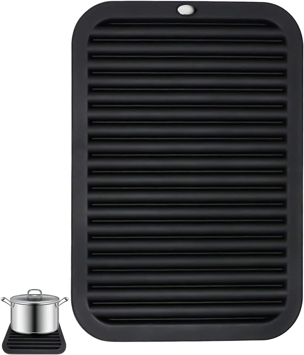 Ronte - Hittebestendige Siliconenmat 30x23 cm - Keuken en Woonkamer - Zwart.