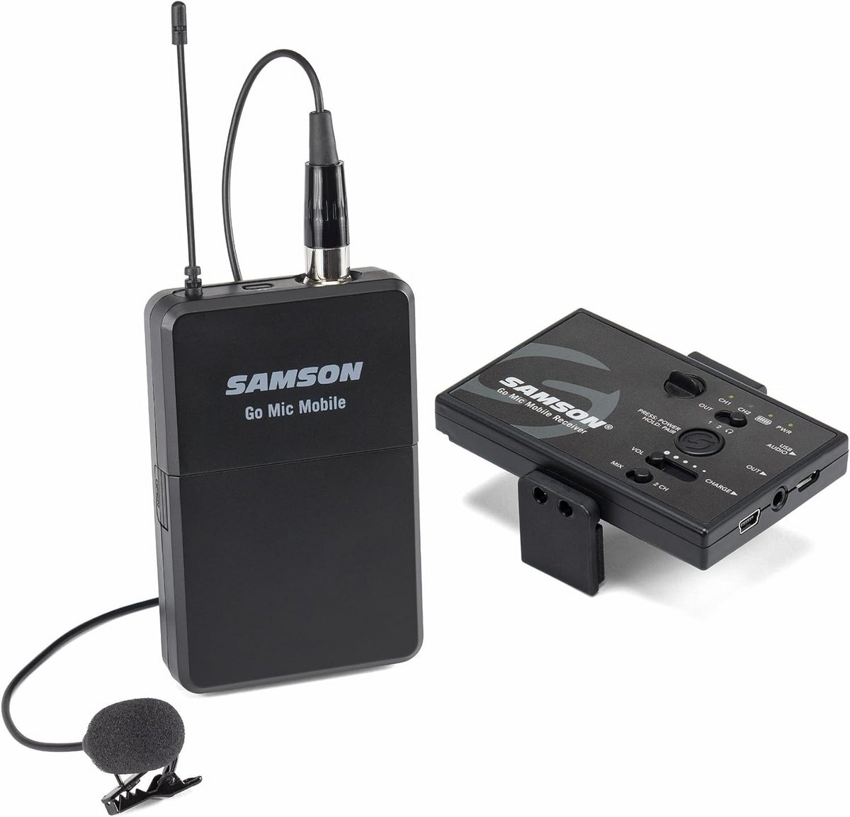 Samson draadloze lavalier set met beltpackzender en omnidirectionele microfoon voor smartphones - Zwart
