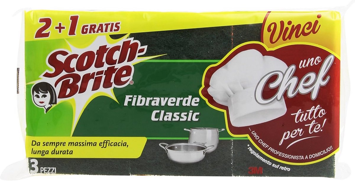 Scotch-Brite Vezelspons Klassiek, 5 x 3 Sponzen