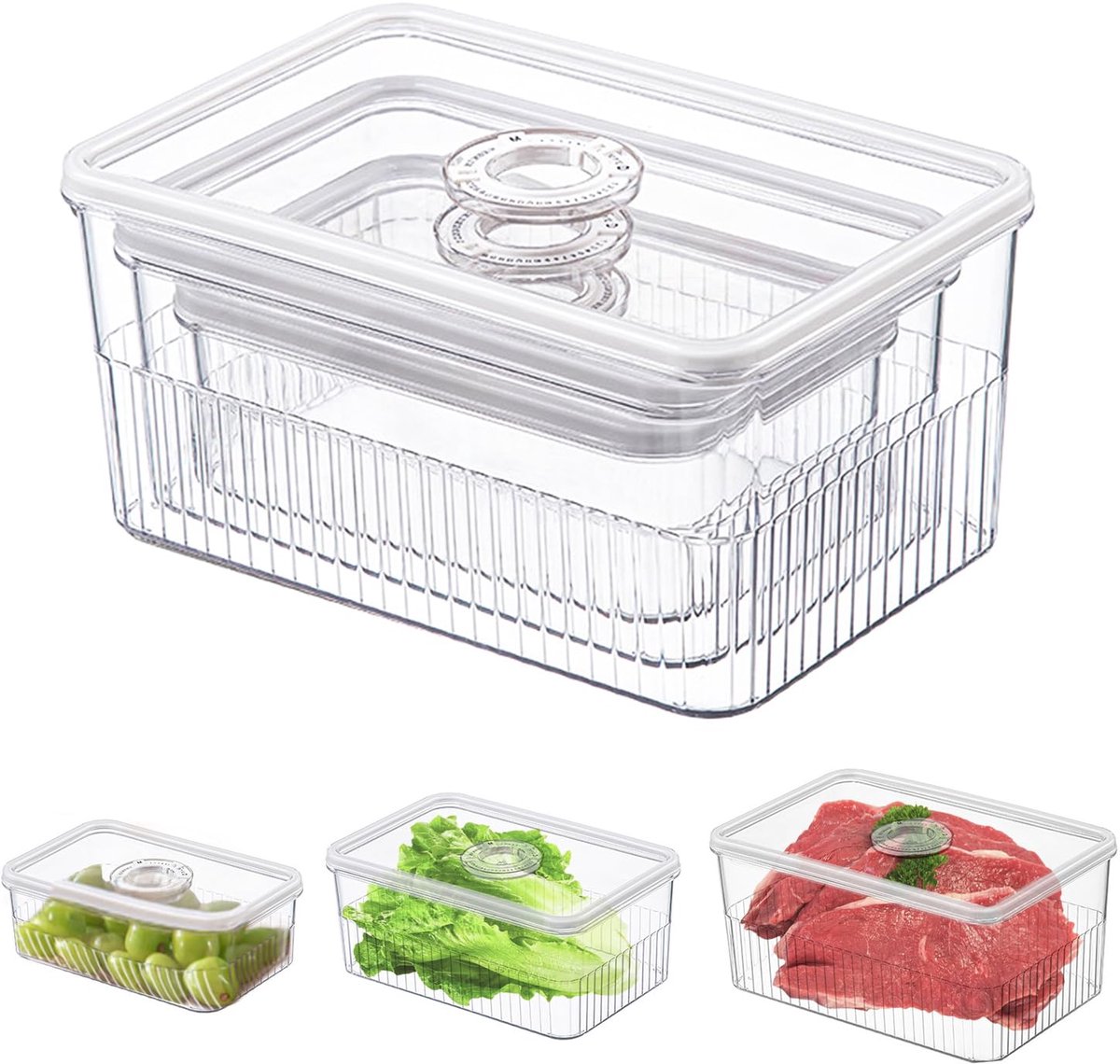 Unyqoos® Set van 3 veelzijdige vershouddozen met deksel voor koelkast en vriezer