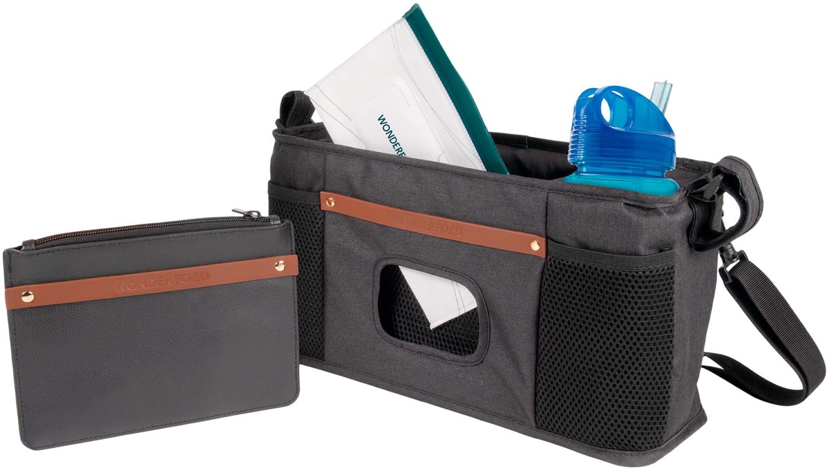 WonderFold Organizer voor Kinderwagen of Buggy - Geïsoleerd - Zwart - Met 2 Bekerhouders