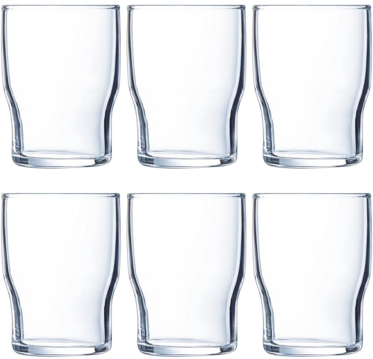 Unyqoos® Set van 6 stevige drinkglazen van gehard glas voor dagelijks gebruik
