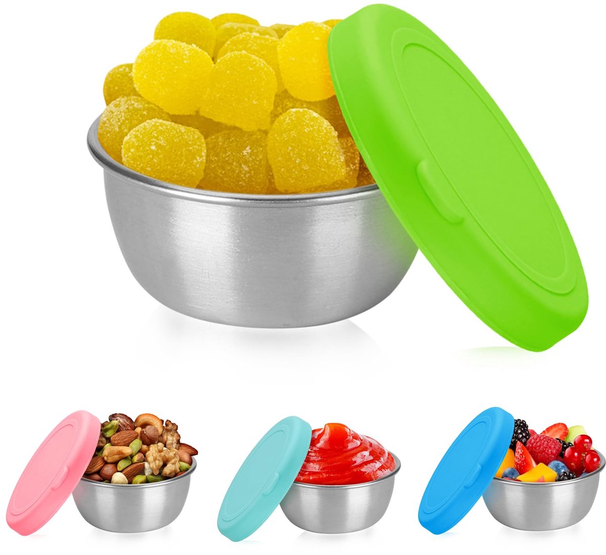 Unyqoos® Set van vier compacte sauscontainers met lekvrije deksels voor onderweg