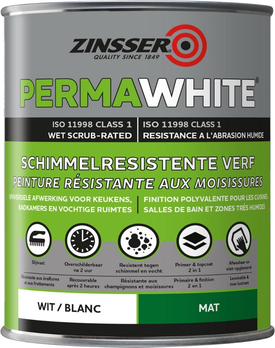 Zinsser Permawhite Mat 1 liter - Anti Schimmel Verf