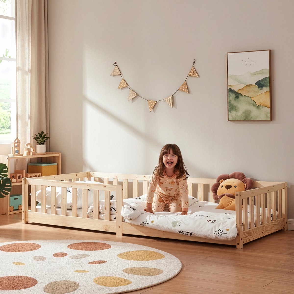 en.casa Kinderbed met matras Tanna 90x200 cm naturel [en.casa]