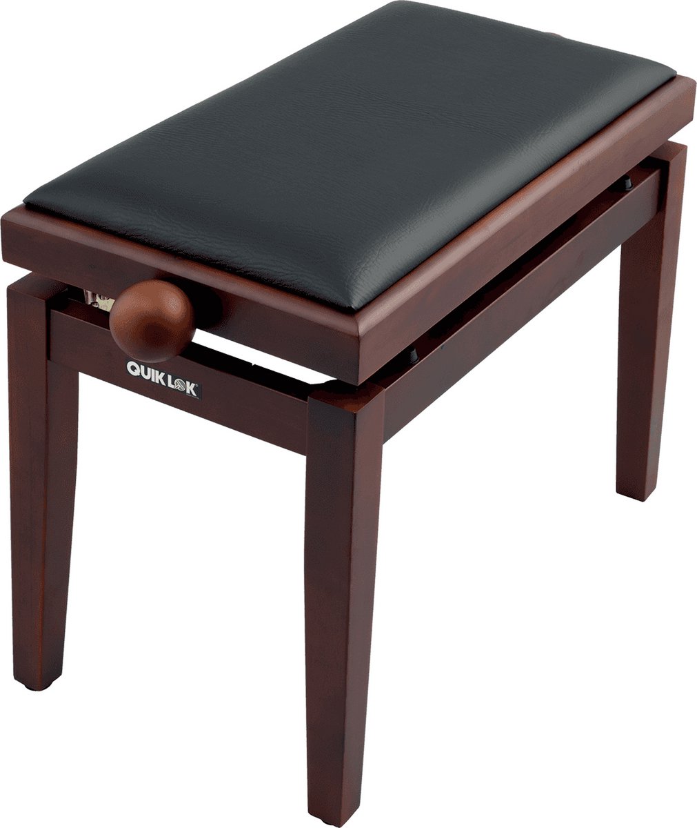 QUIKLOK PB100WNS Piano Bank – Verstelbaar 480-570 mm, Kunstleren Zitting, Mat Bruin