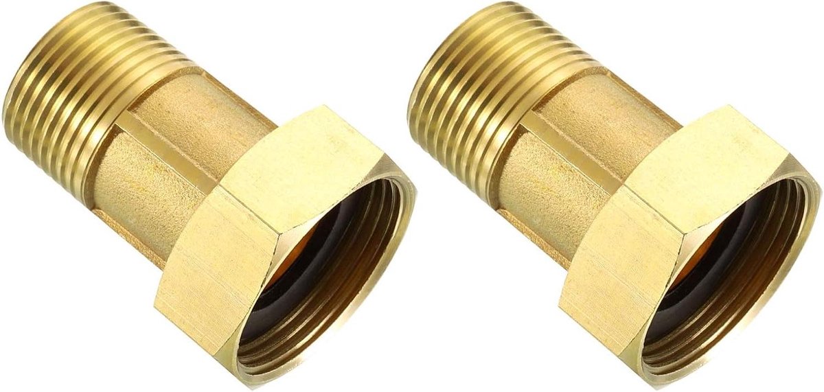 Ronte - Watermeter buisfittingen set, messing, G1" mannelijk x G1 1/4" vrouwelijk, zeskantige nippel connector, afdichtring, watermeterkoppeling reparatie - 2 stuks