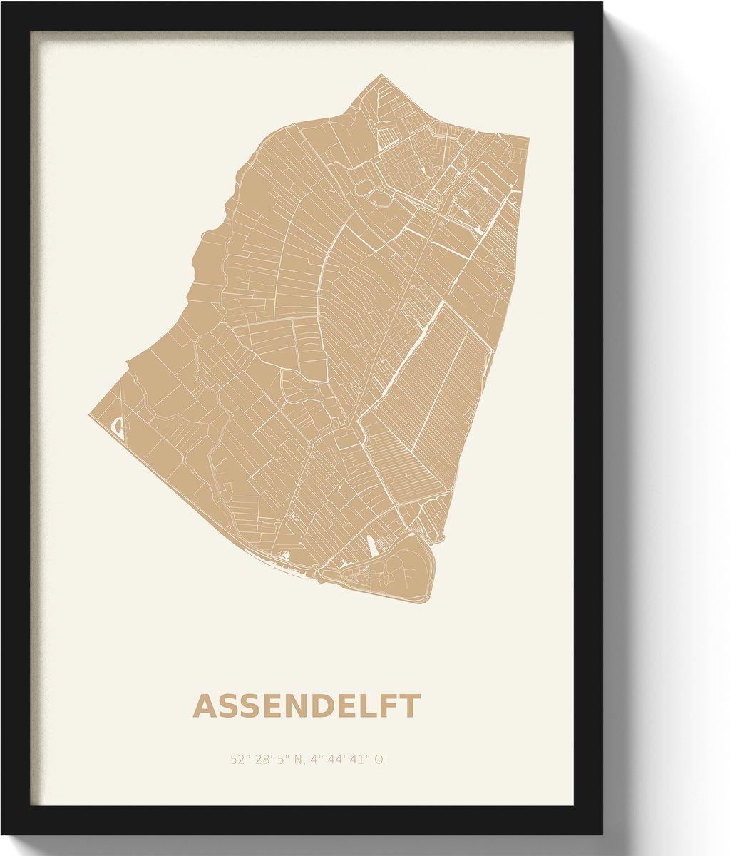 Poster Assendelft A3 - 30 x 42 cm - Beige (Exclusief Lijst)
