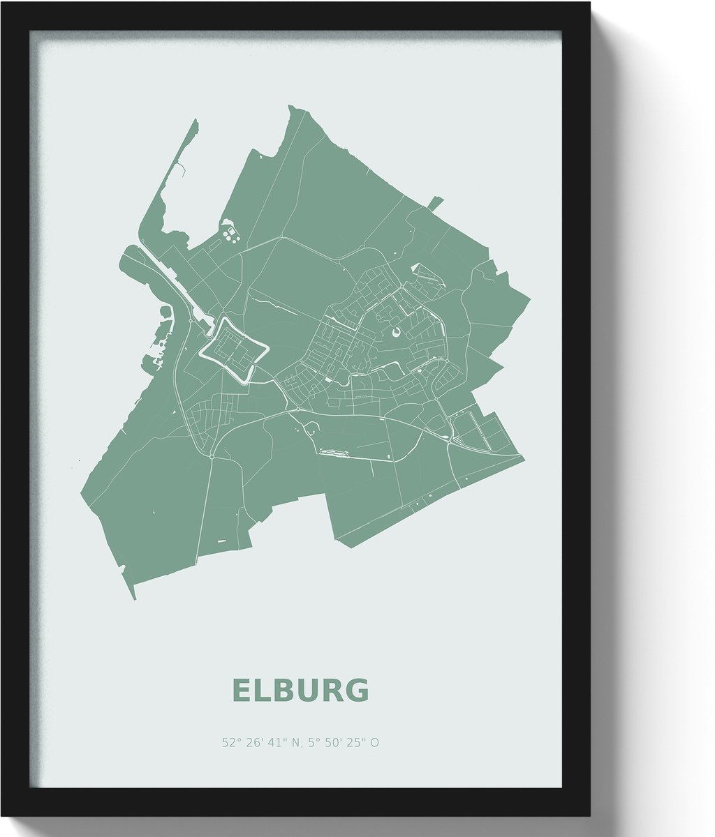 Poster Elburg A3 - 30 x 42 cm - Groen (Exclusief Lijst)