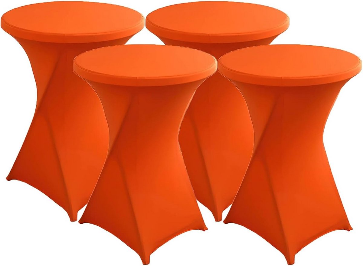 Set van 4 Hoogwaardige Stretch Cocktail Tafelhoezen Rond 80 cm Oranje