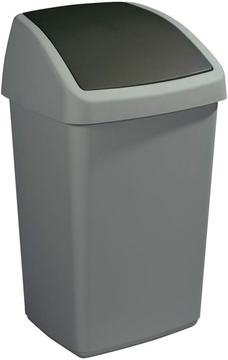 Grote Afvalemmer met Klapdeksel - 50 Liter - Metallic Zwart - Hygiënisch en Functioneel