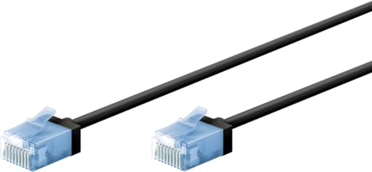Slimme CAT 6A Patchkabel - 10 Gbit/s Ethernetkabel met Extra Korte Stekkers - 5m Zwart