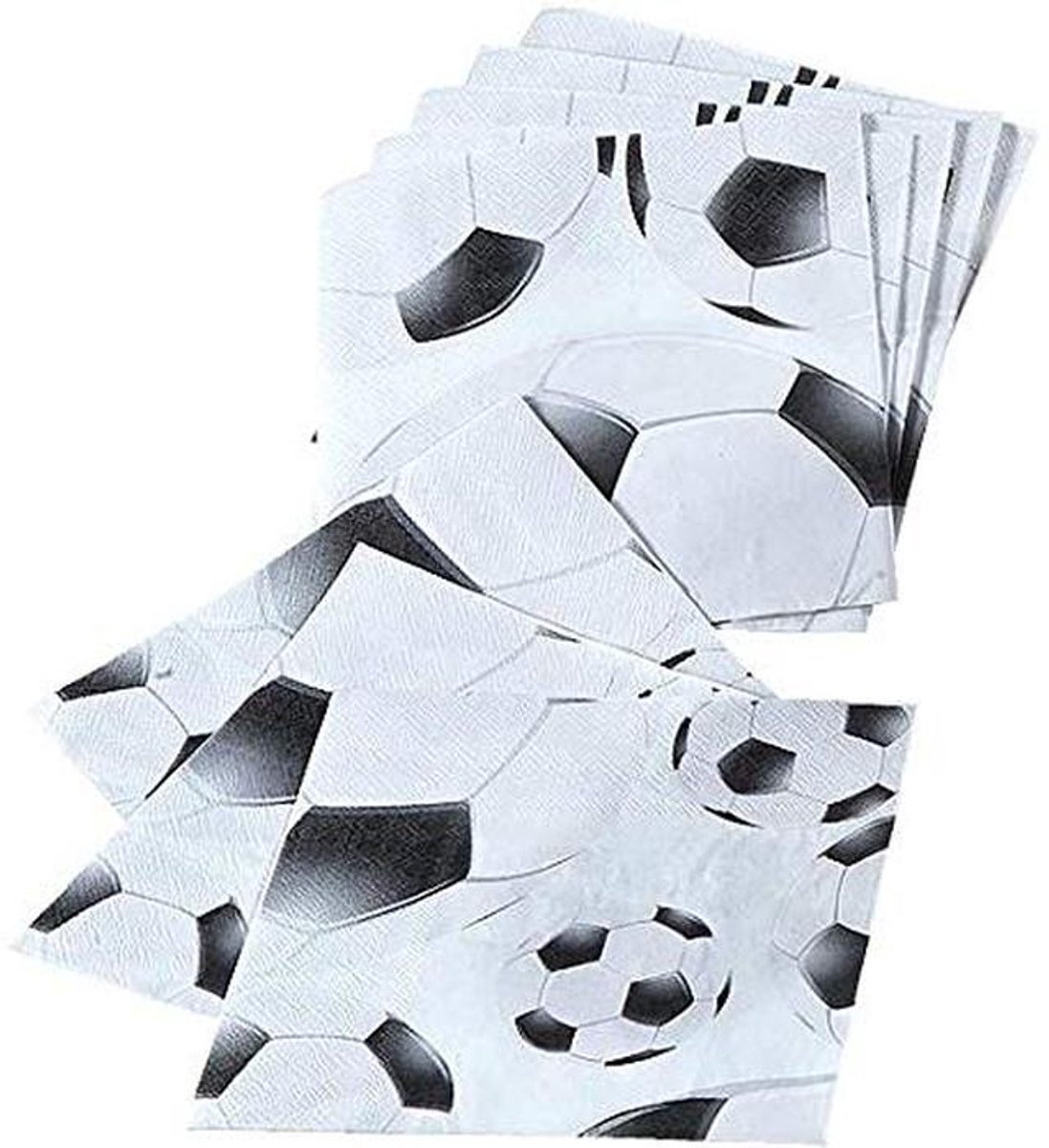Voetbalservetten zwart/wit - 20 stuks