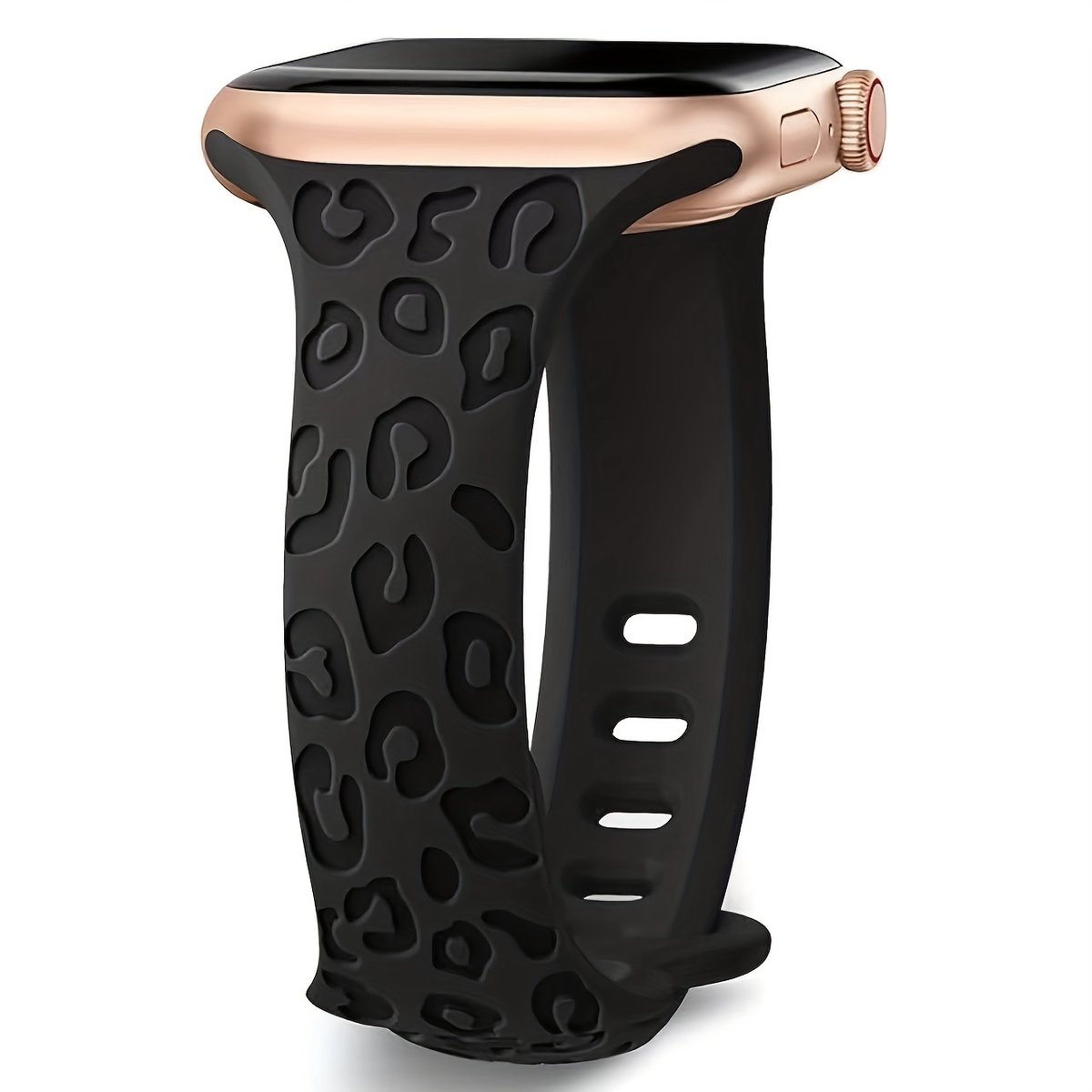 Sportief siliconen Apple Watch-bandje met luipaardprint, zacht polsbandje, waterdicht vervangend sporthorlogebandje, geschikt voor 42-44-45-49 mm.