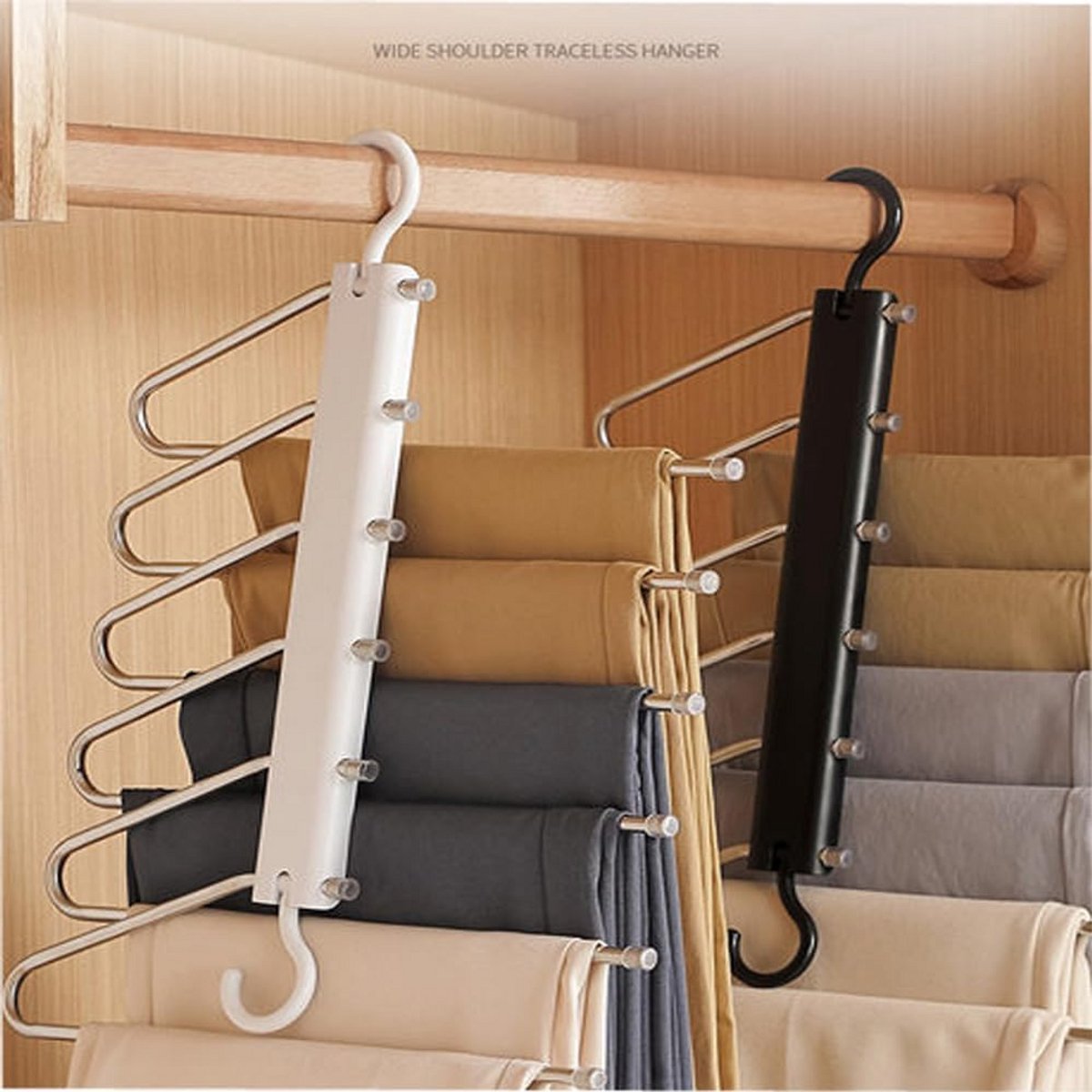 Ruimtebesparende Broekhangers RVS - Set van 2 Verticale Kleding Organisator