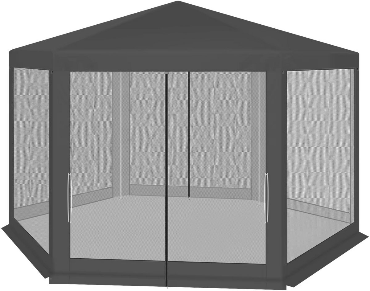 Tuinhuisje 3,8 x 3,3 m – Tuinpaviljoen met Mesh Zijwanden (Klamboe) – Partytent - Zonnescherm & Luifel – Outdoor Tent voor Tuin, Terras & Camping