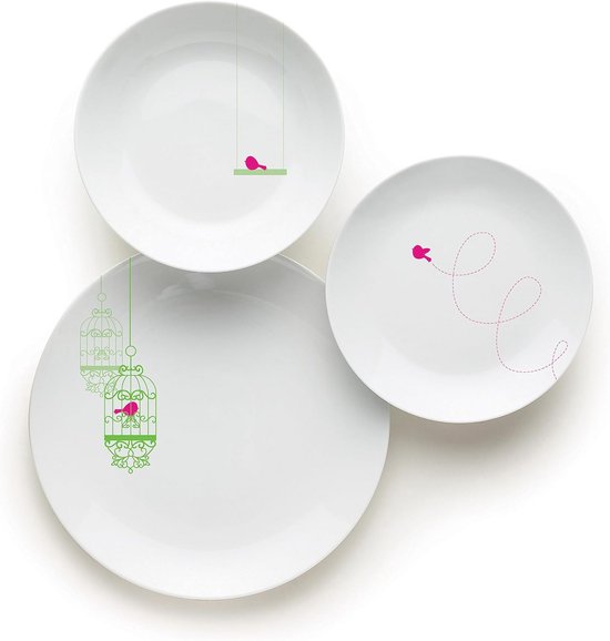 Quid California Servies Set Quid California Porseleinen Servies 18-delig - Voor 6 Personen, Magnetron- En Vaatwasmachinebestendig Kütahya Porselen