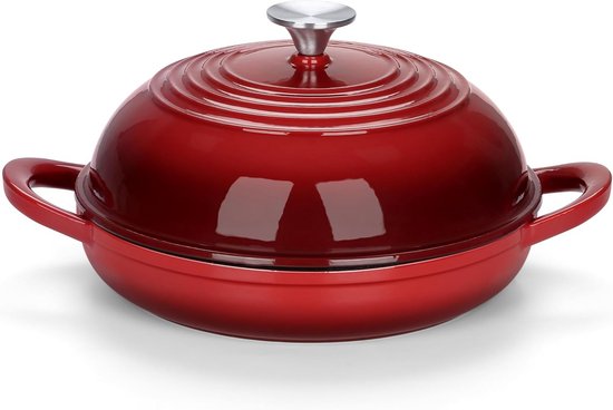 Hollandse ovenpan met deksel, geëmailleerde gietijzeren Hollandse ovenpan met deksel, geëmailleerde gietijzeren