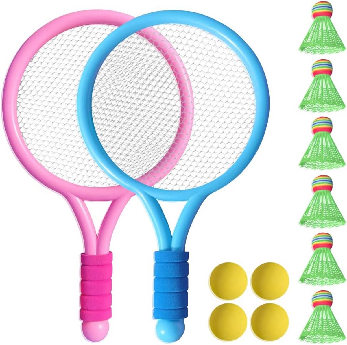 Kindersportset Badminton en Tennisrackets met Ballen voor Binnen en Buiten